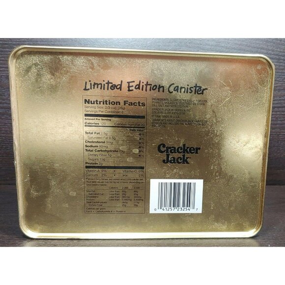 Limited Edition Cracker Jack Collectible Tin Canister With Baseball Theme VTG - Picture 4 of 9